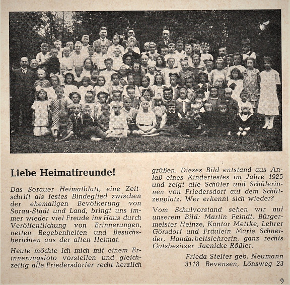 Sorauer Heimatblatt 09 1967 Kinderfest 1925