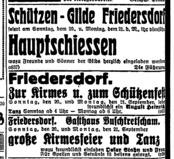 Sorauer Tageblatt 18.09.1936 - Anzeigen zum Schützenfest 1936