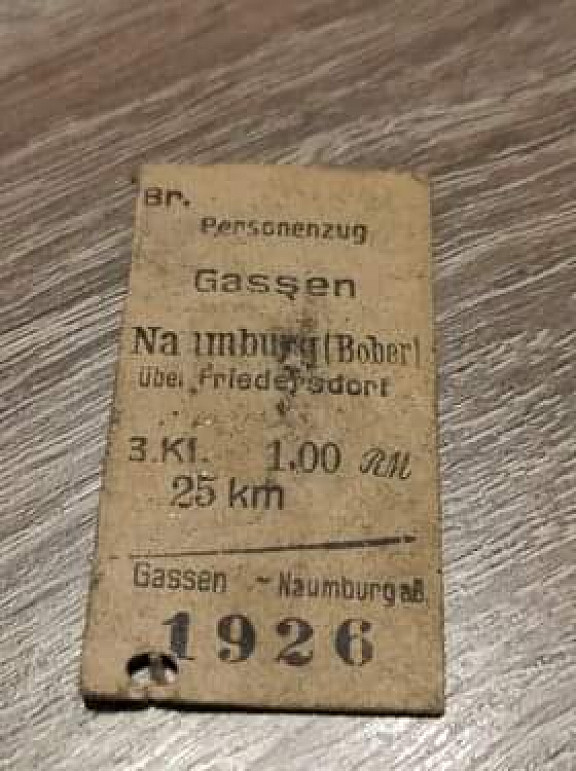 alte Fahrkarte von Gassen nach Naumburg / Bober über Friedersdorf, eingesandt von Krzysztof Ostrowski Januar 2024