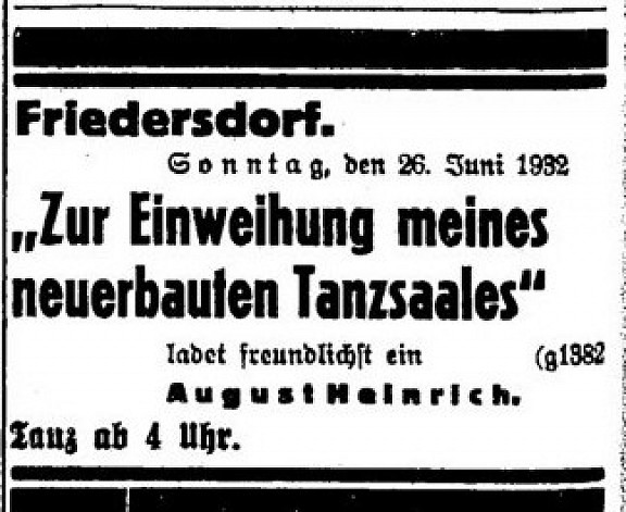 Heinrichs Saal Anzeige Sorauer Tageblatt 25.06.1932
